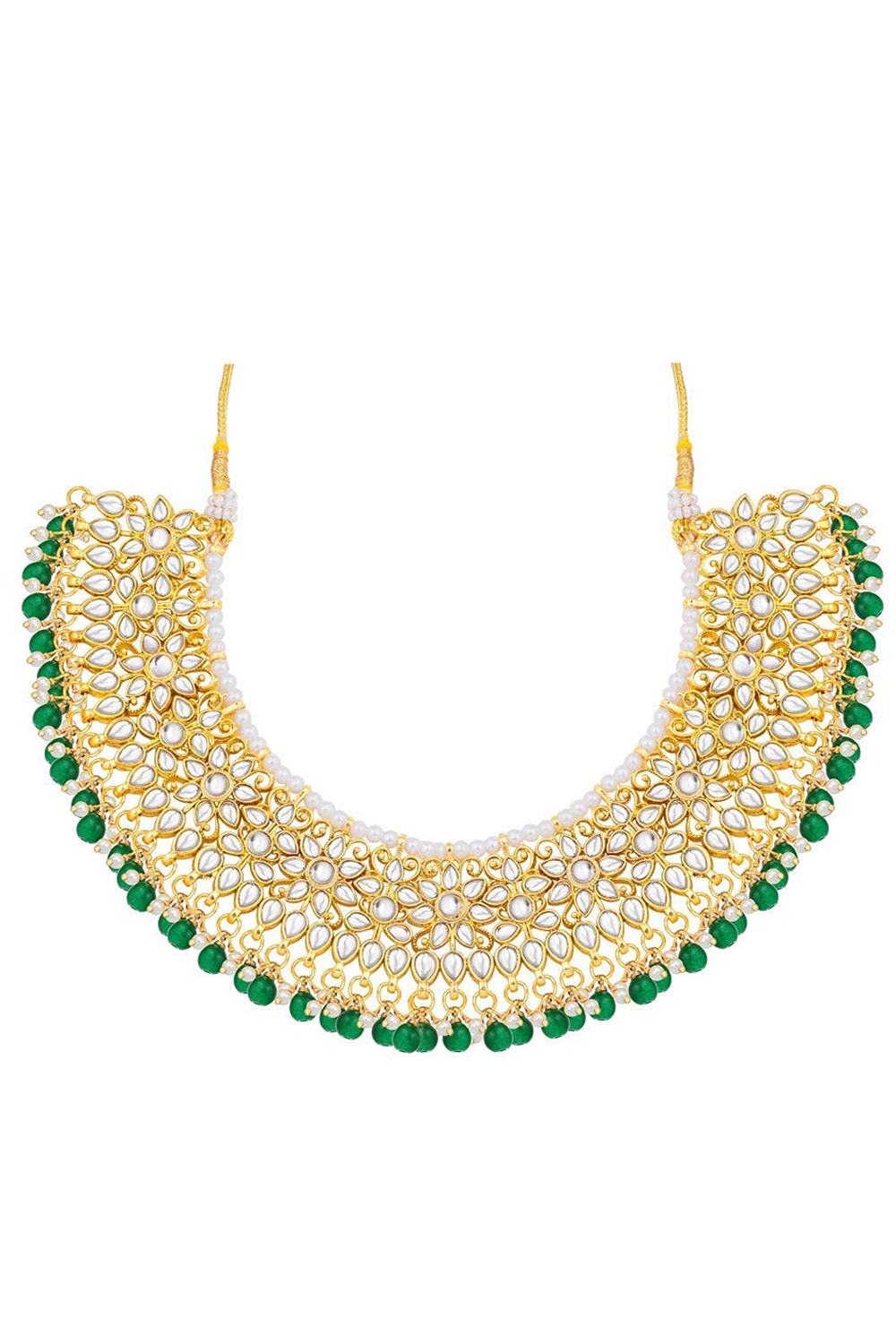 Buy Online Green and Gold Jewellery Set