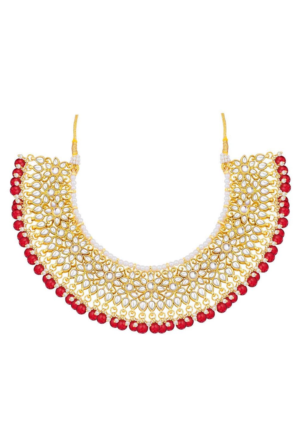 Buy Online Red and Gold Jewellery Set