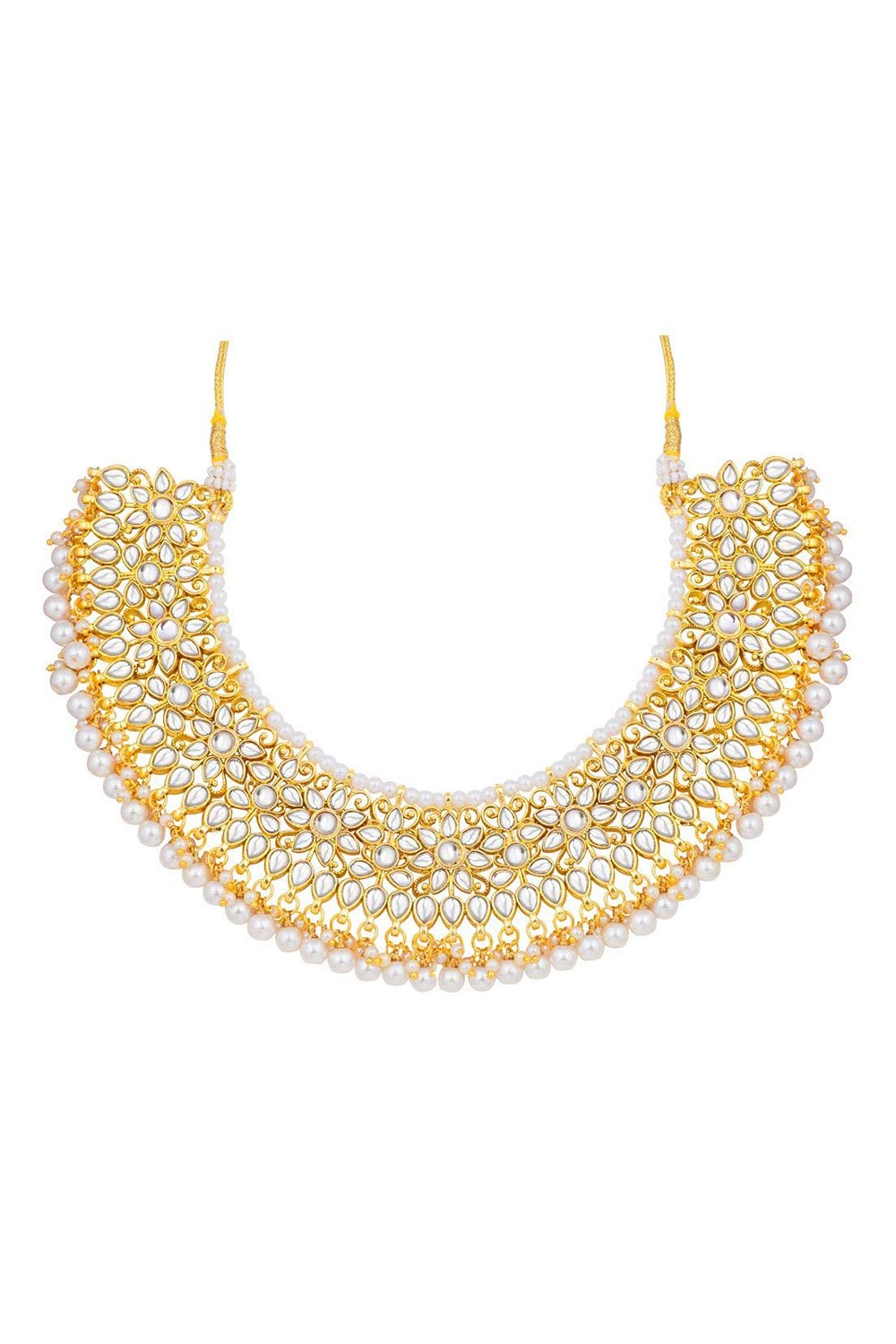 Buy Online White and Gold Jewellery Set