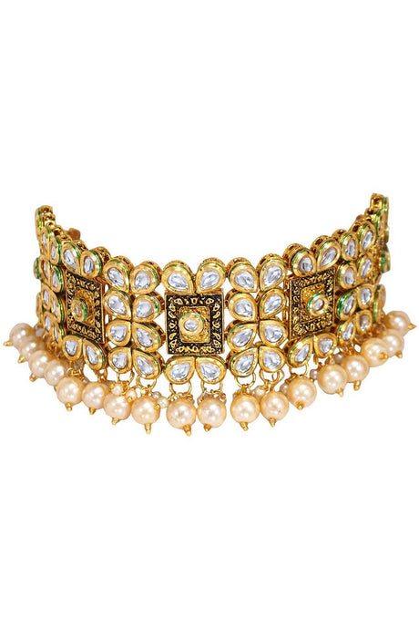 Buy Women's Alloy Necklace Set in Gold Online - Back