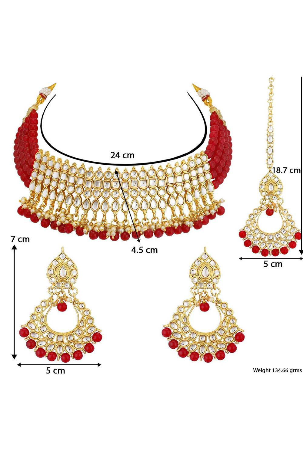 Buy Online Red and Gold Jewellery Set