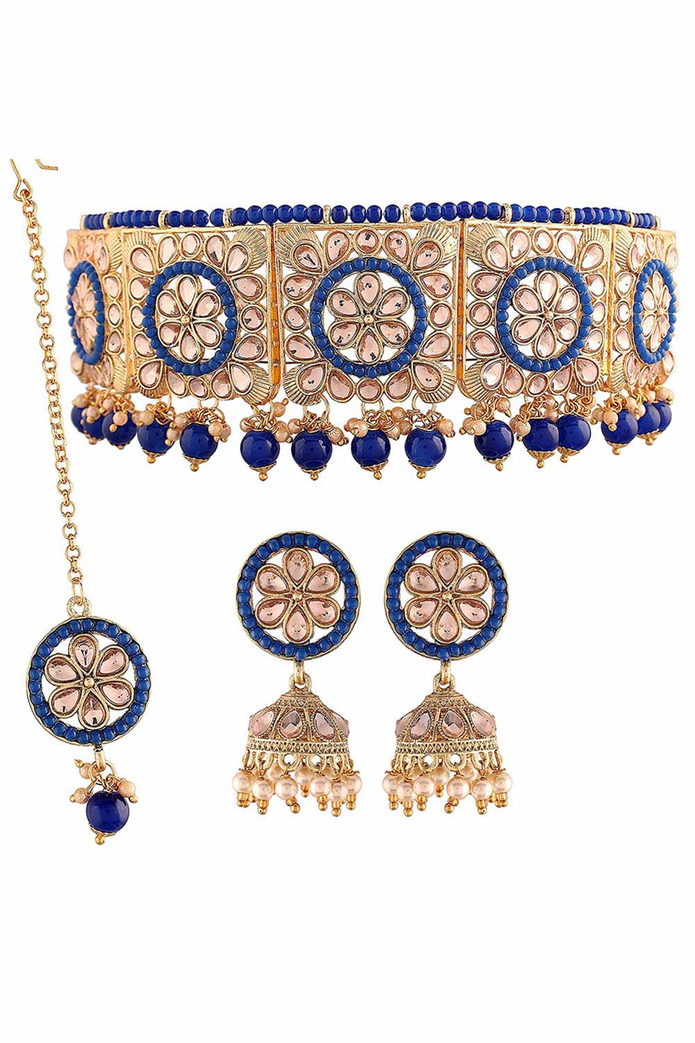 Buy Women's Alloy Necklace Set in Blue Online