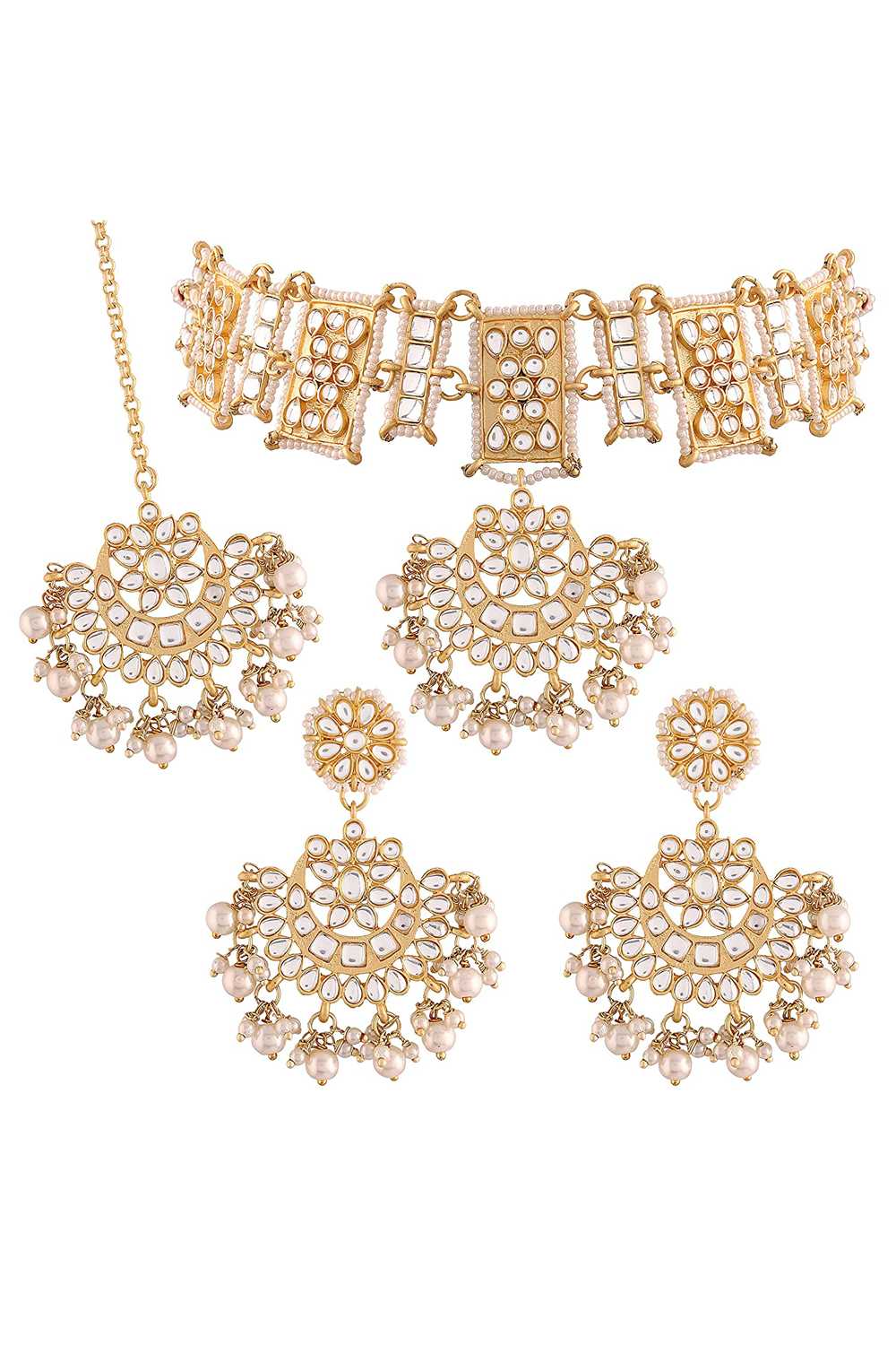 Buy Women's Alloy Necklace Set in White and Gold