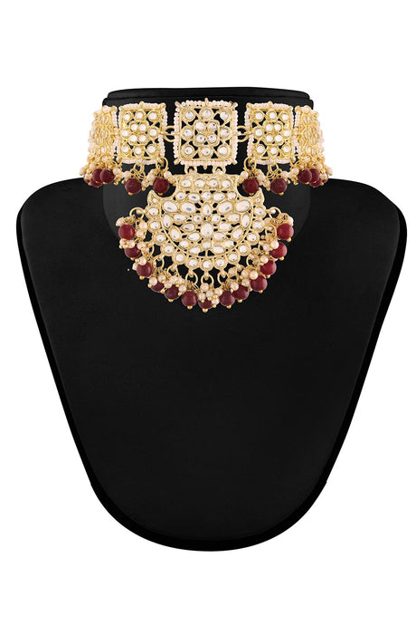 Buy Women's Alloy Necklace Set in Maroon Online - Back