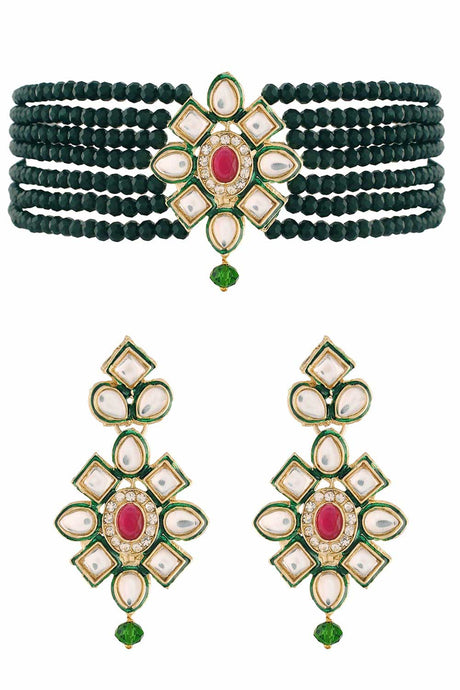 Buy Women's Alloy Necklace Set in Green Online