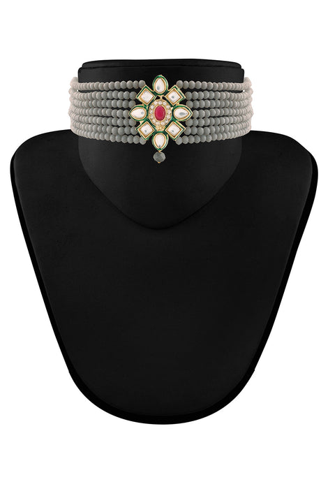 Buy Women's Alloy Necklace Set in Grey Online - Back