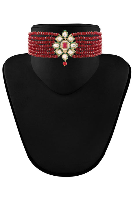 Buy Women's Alloy Necklace Set in Maroon Online - Back