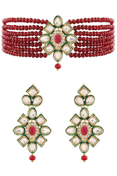 Buy Women's Alloy Necklace Set in Maroon Online
