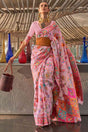 Buy Pink Art Silk Botanical Design Saree Online