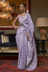 Buy Lavender Art Silk Ethnic Motif Design Saree Online