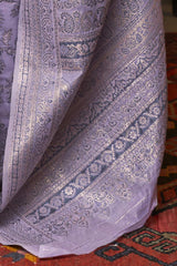 Buy Lavender Art Silk Ethnic Motif Design Saree Online - Side