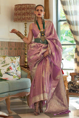 Buy Mauve Art Silk Ethnic Motif Design Saree Online