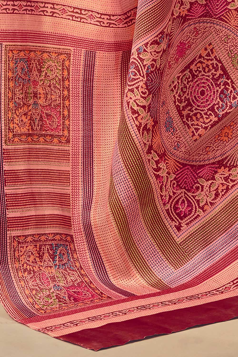 Tussar Silk Pink Printed Celebrity Saree