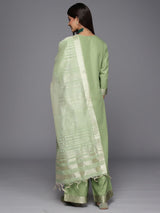 Women's Green Cotton Yoke Design Kurta Set