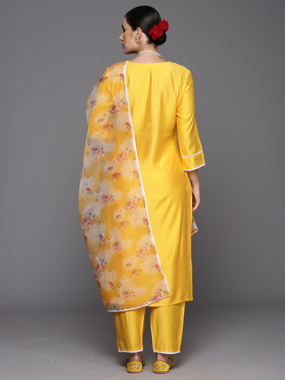 Women's Yellow Liva Embroidered Kurta Set