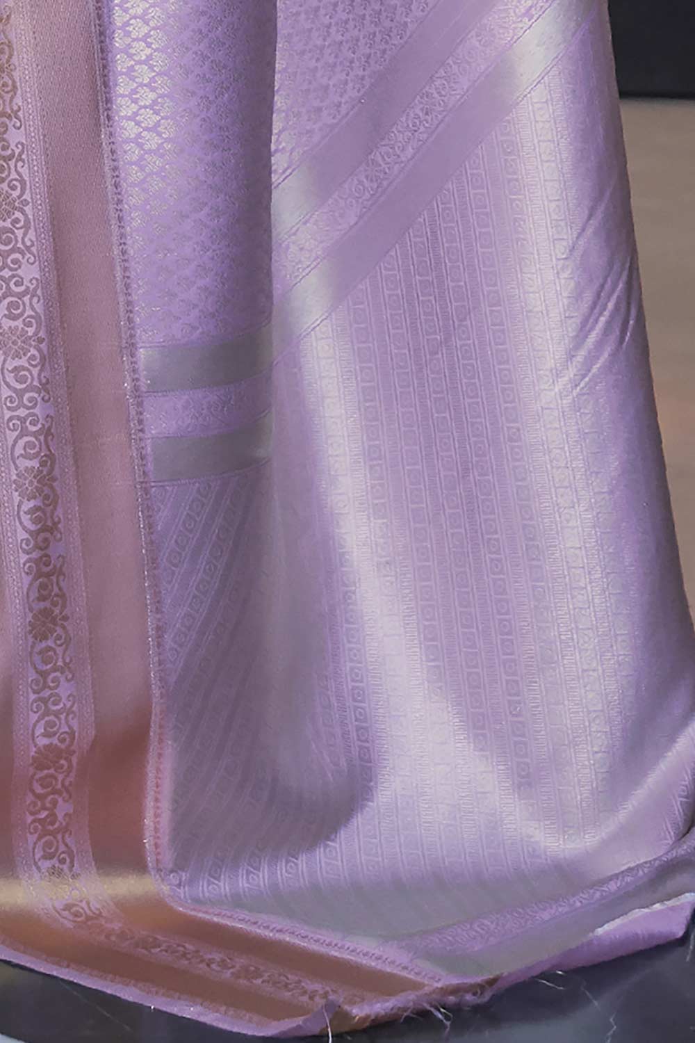 Buy Lavender Art Silk Paisley Design Saree Online - Side