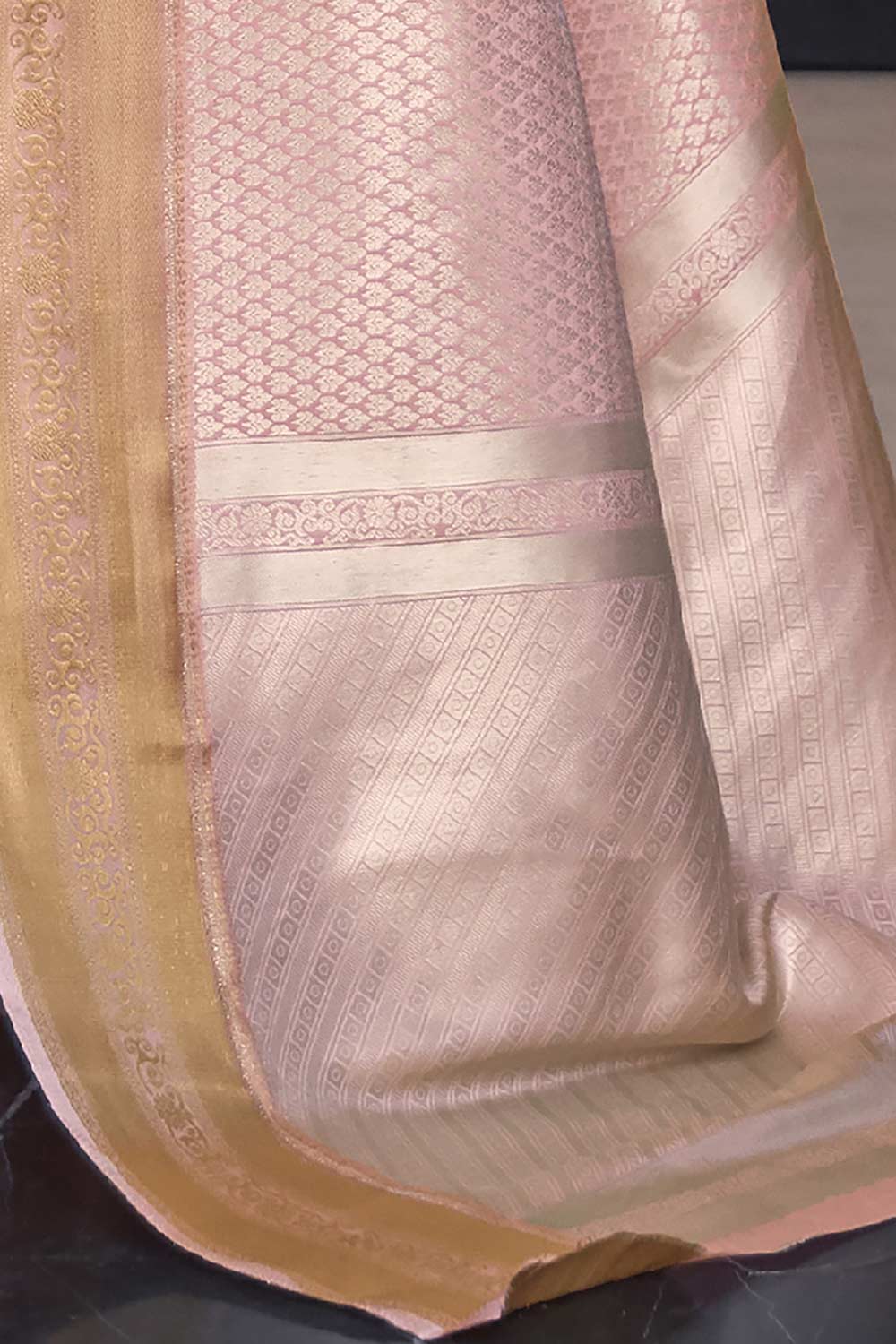 Buy Peach Art Silk Paisley Design Saree Online - Side