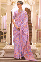 Buy Lavender Art Silk Floral Design Saree Online