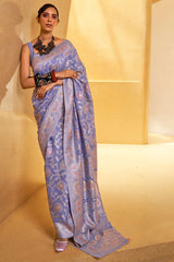 Buy Lavender Art Silk Ethnic Motif Design Saree Online