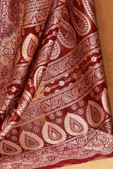 Buy Maroon Art Silk Ethnic Motif Design Saree Online - Side