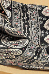 Buy Charcoal Grey Art Silk Ethnic Motif Design Saree Online - Side