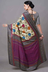 Manipuri Silk Cream Printed Designer Saree