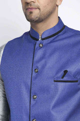 Buy Men's Grey Silk Blend Solid Men's Kurta Pajama Jacket Set Online
