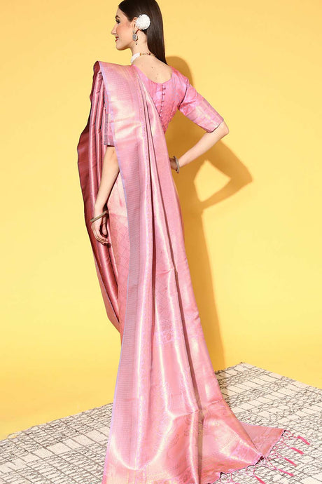 Buy Mauve Art Silk Ethnic Motif Design Saree Online - Back