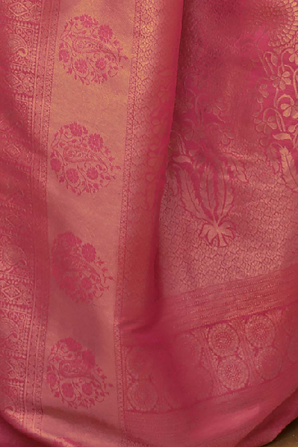 Buy Pink Nylon Bagh Design Saree Online - Side