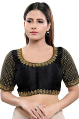 Buy Art Silk Sequin and Embroidered  Saree Blouse in Black