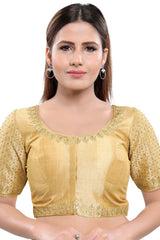 Buy Art Silk Sequin and Embroidered  Saree Blouse in Gold