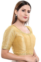 Buy Art Silk Sequin and Embroidered  Saree Blouse in Gold - Front