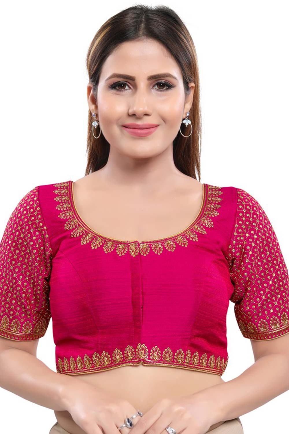 Buy Art Silk Sequin and Embroidered  Saree Blouse in Magenta