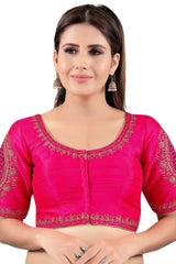 Buy Art Silk Embroidered  Saree Blouse in Pink