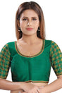 Buy Dupion Silk Embroidered Blouse in Green