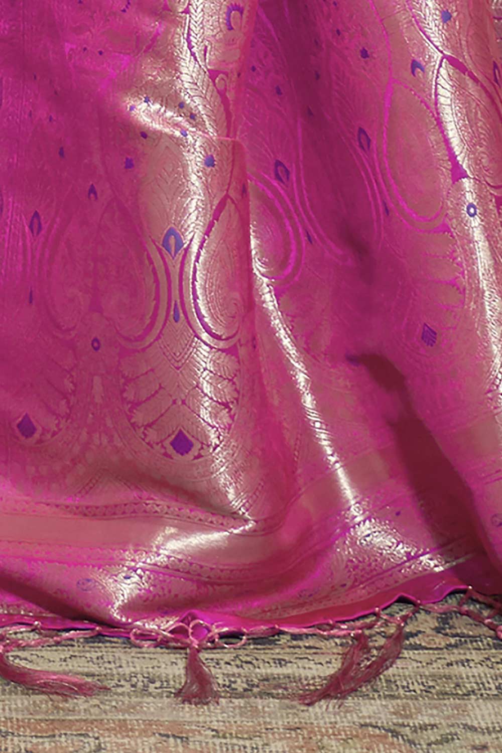 Buy Purple Art Silk Leheriya Design Saree Online - Side