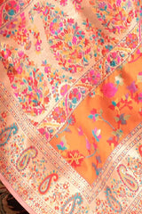 Buy Peach Art Silk Floral Design Saree Online - Side