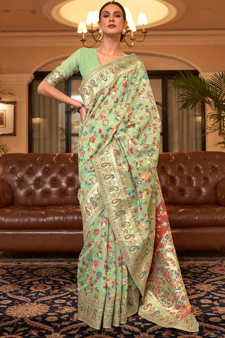Buy Green Art Silk Floral Design Saree Online