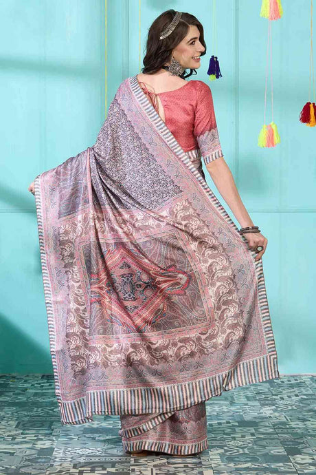 Multicolored Pashmina Silk Paisley Digital Print Bagh Saree