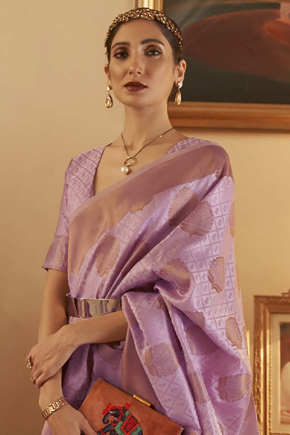 Buy Purple Art Silk Paisley Design Saree Online