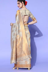 Buy Grey Art Silk Paisley Design Saree Online - Back