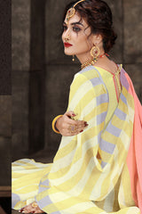 Cotton Art Silk Printed Saree In Yellow