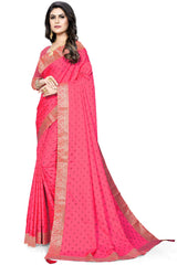 Buy Art Silk Woven Saree in Light Pink Online - Back