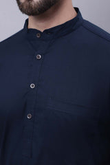 Buy Men's Blue Cotton Solid Long Kurta Top Online - Zoom In