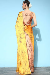 Cream Crepe Tie Dye Print Saree