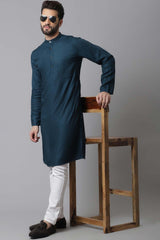 Buy Men's Green Rayon Self-design Long Kurta Online - KARMAPLACE