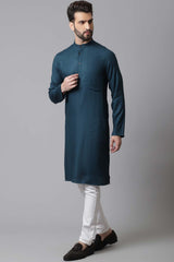 Buy Men's Green Rayon Self-design Long Kurta Online - KARMAPLACE