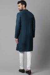 Buy Men's Green Rayon Self-design Long Kurta Online - KARMAPLACE