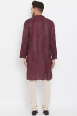 Buy Men's Rayon Printed Kurta in Maroon - Zoom In