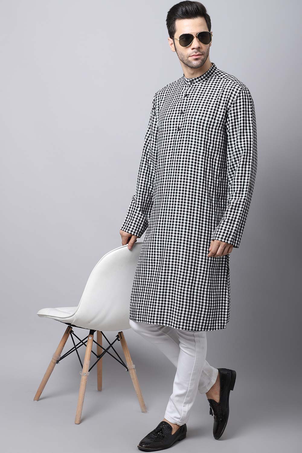 Men's Light Multi Solid Full Sleeve Long Kurta Top